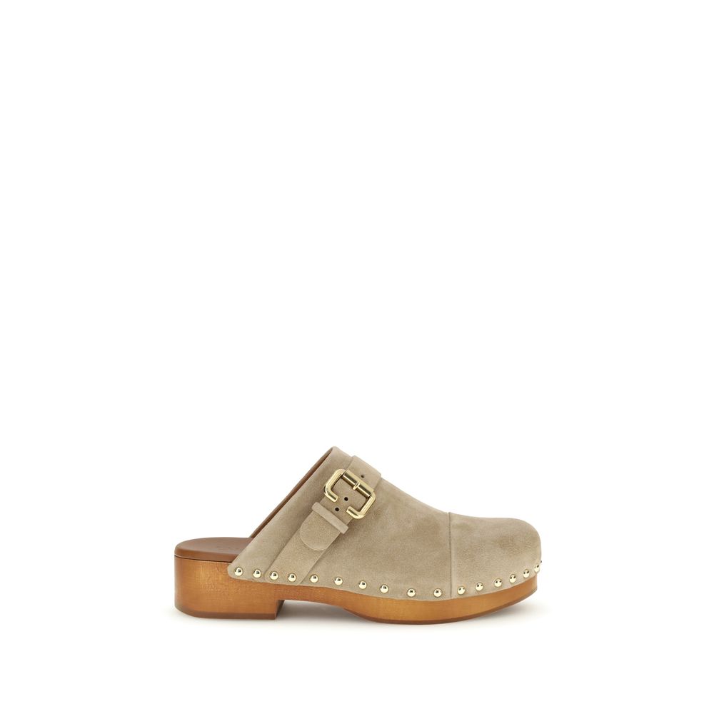 Chloé | Beige Calf Leather Bos Taurus Clogs
