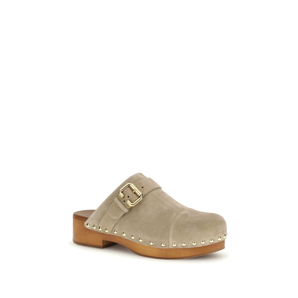 Chloé | Beige Calf Leather Bos Taurus Clogs