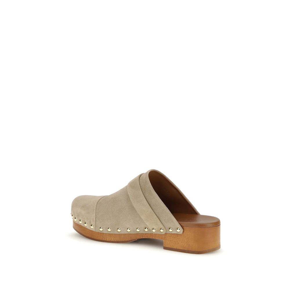 Chloé | Beige Calf Leather Bos Taurus Clogs