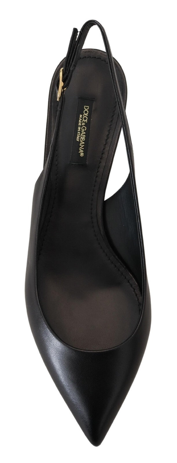 Dolce & Gabbana | Black Leather Slingbacks Heels Pumps Shoes