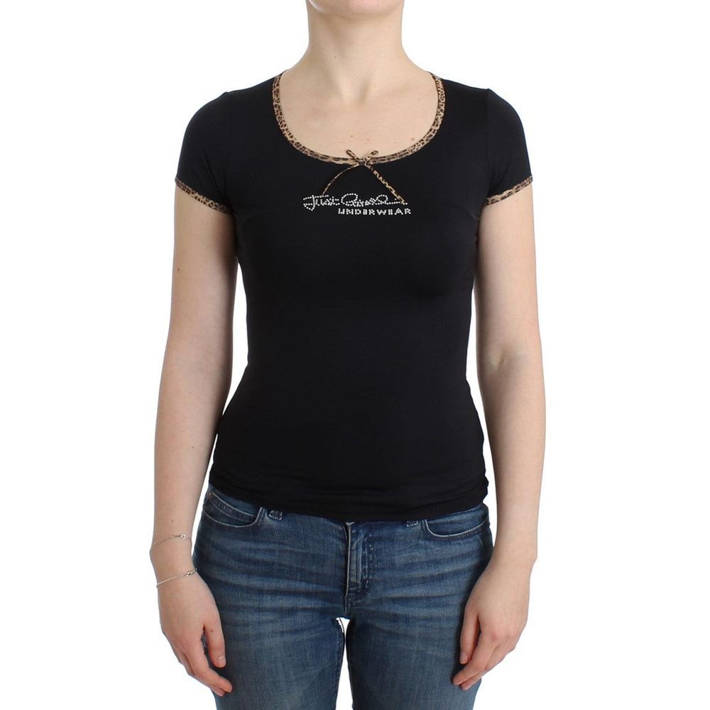 Roberto Cavalli | Black Elastane Top
