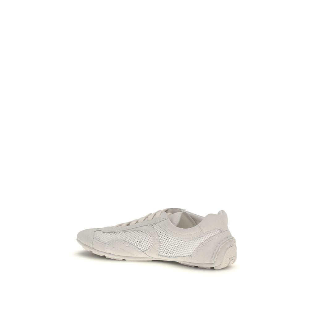 Prada | White Fabric Low Top Sneakers