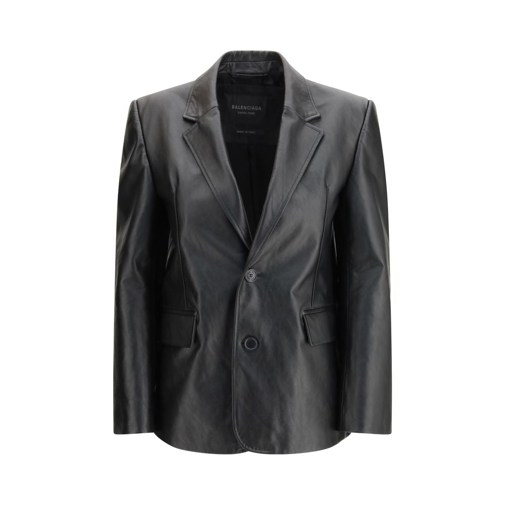 Balenciaga | Black Calf Leather Bos Taurus Leather Jacket