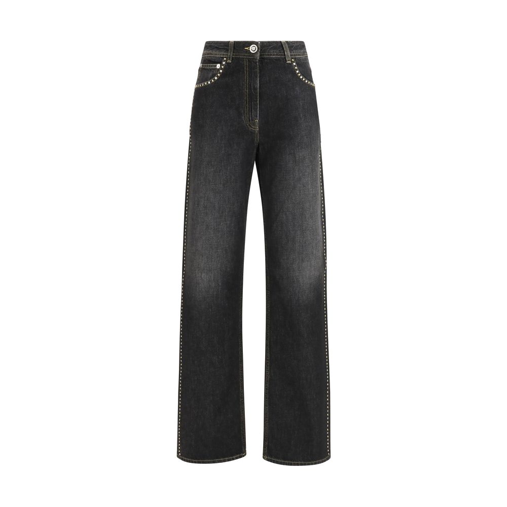 Versace | Black Cotton Straight-Leg Jeans