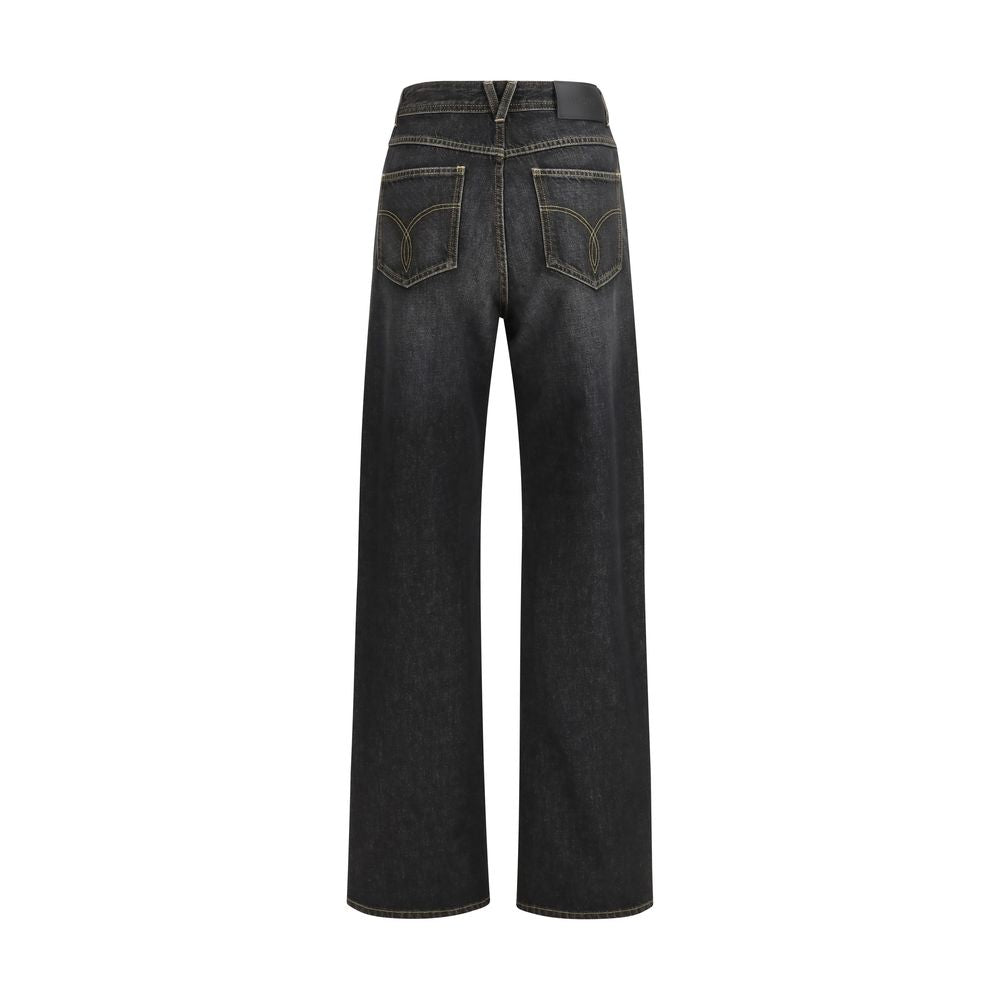 Versace | Black Cotton Straight-Leg Jeans
