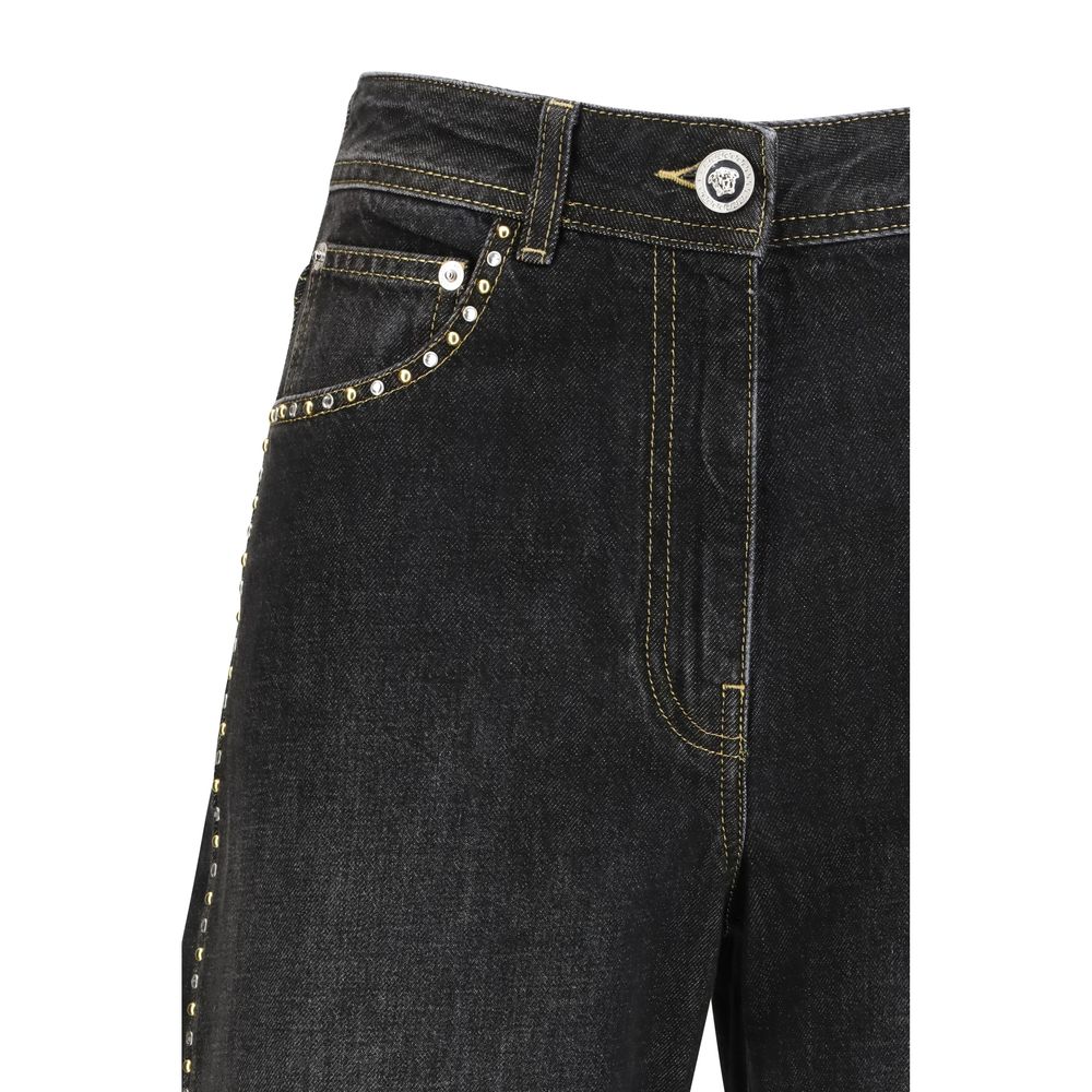 Versace | Black Cotton Straight-Leg Jeans