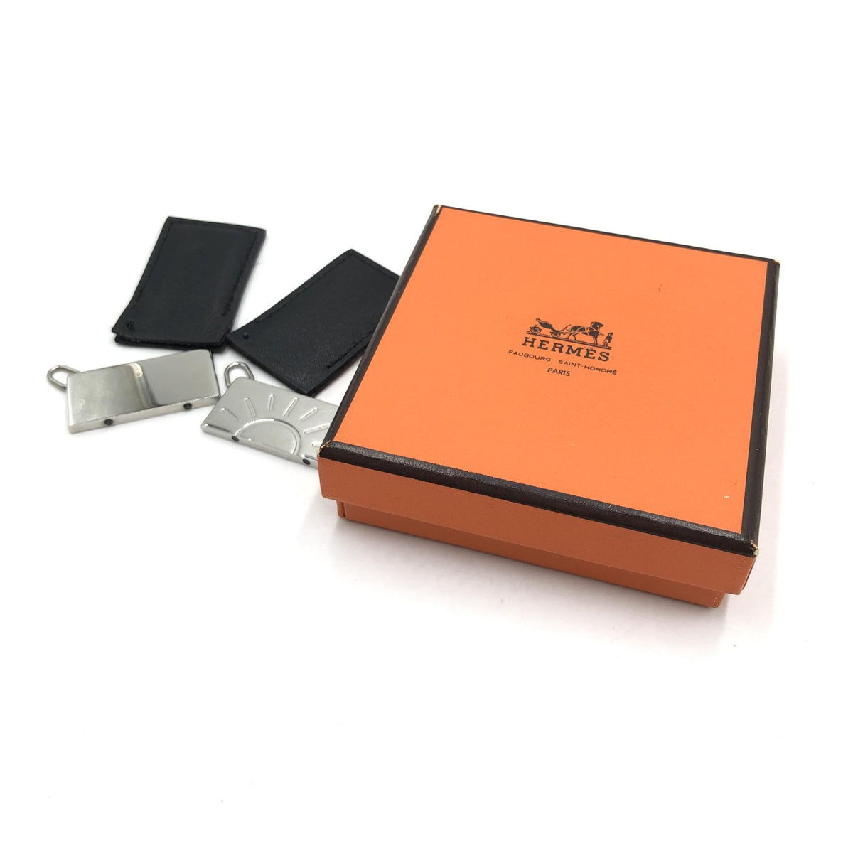 Hermès | Silver Tone Half Sun Pendant Set