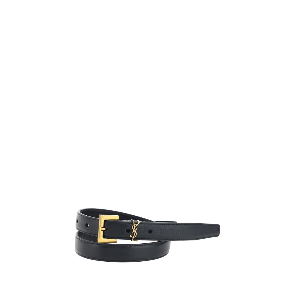 Saint Laurent | Black Calf Leather Bos Taurus Thin Belt