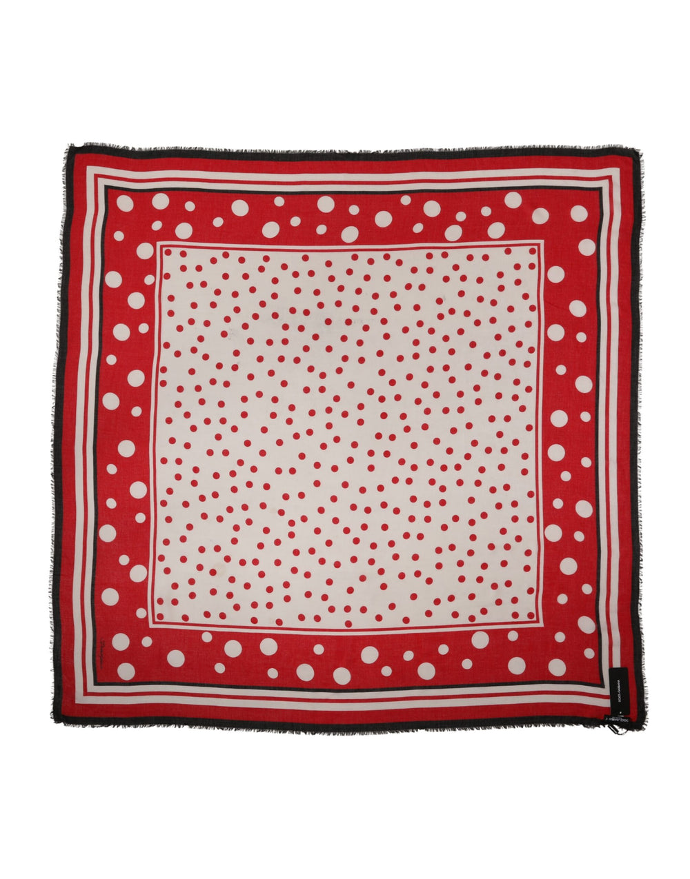 Dolce & Gabbana | Red Polka Dot Print Square Stole 130cm x 130cm Scarf