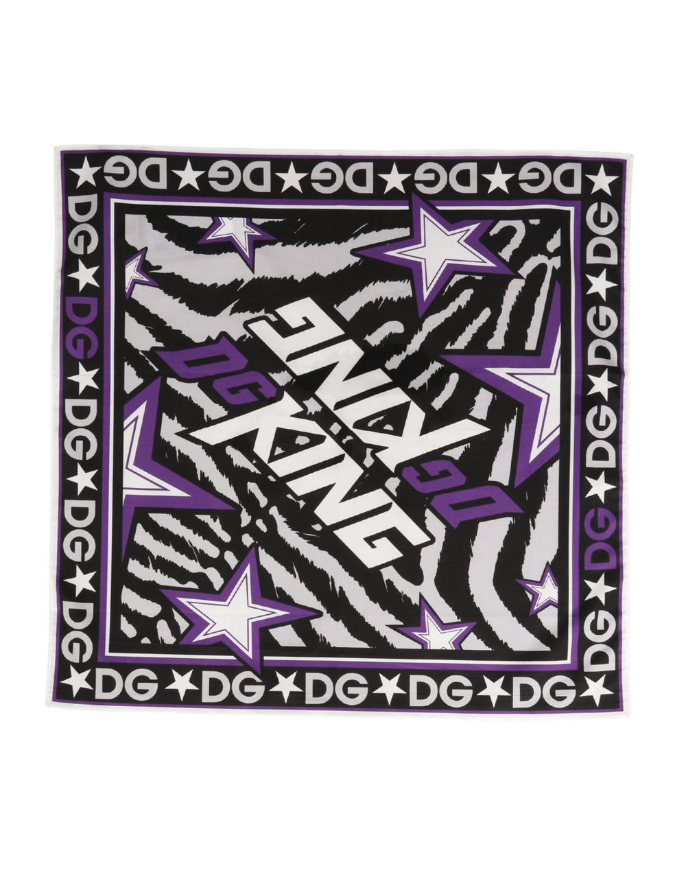 Dolce & Gabbana | Black Purple DG King Cotton Foulard 51cm x 49.5cm Scarf