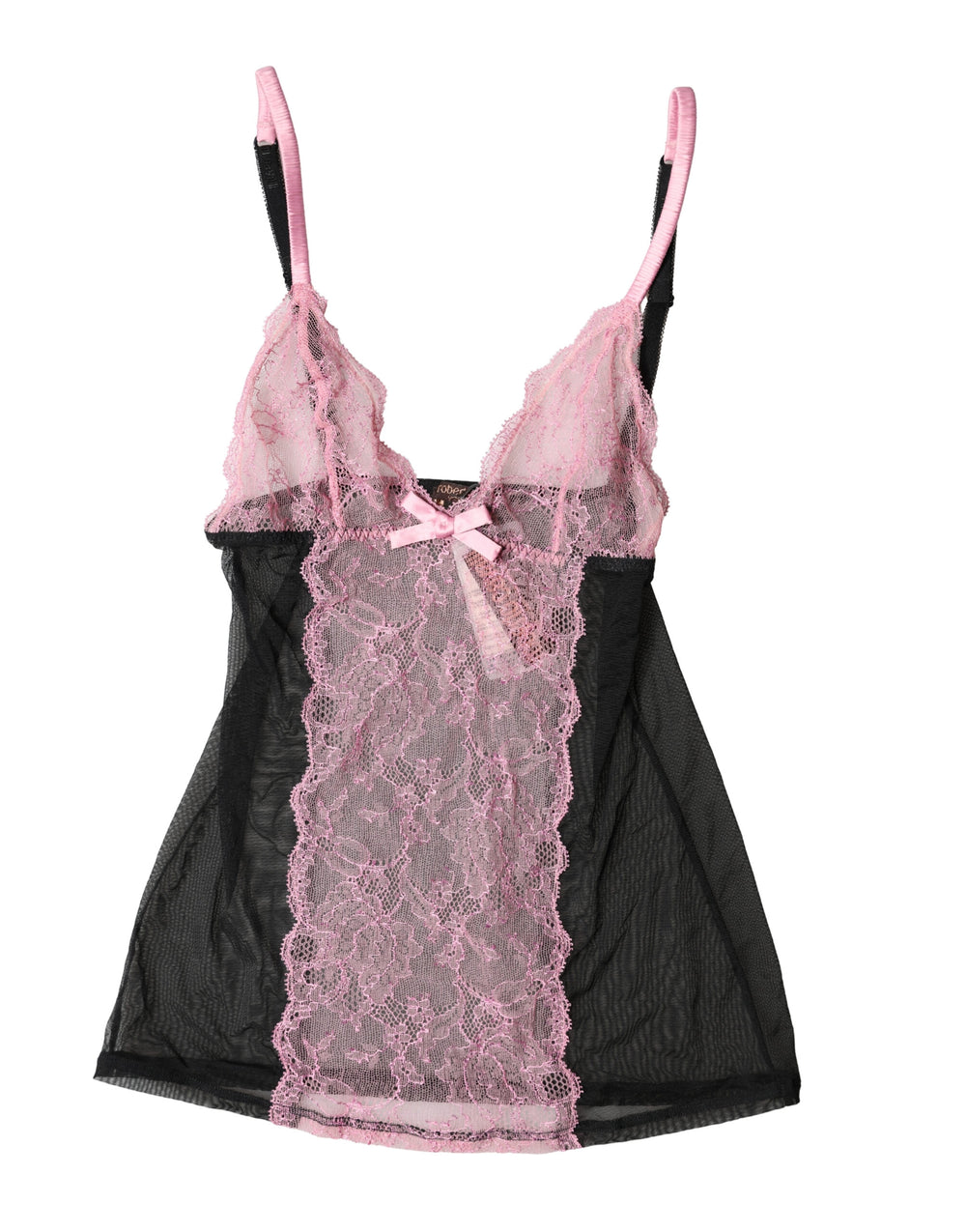 Roberto Cavalli | Black Pink Floral Lace Lingerie Top Underwear
