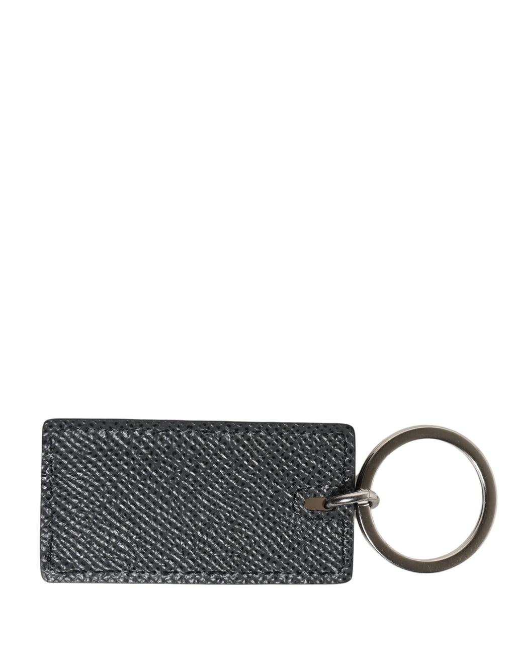 Dolce & Gabbana | Black Calf Leather D&G Logo Metal Ring Keyring Keychain