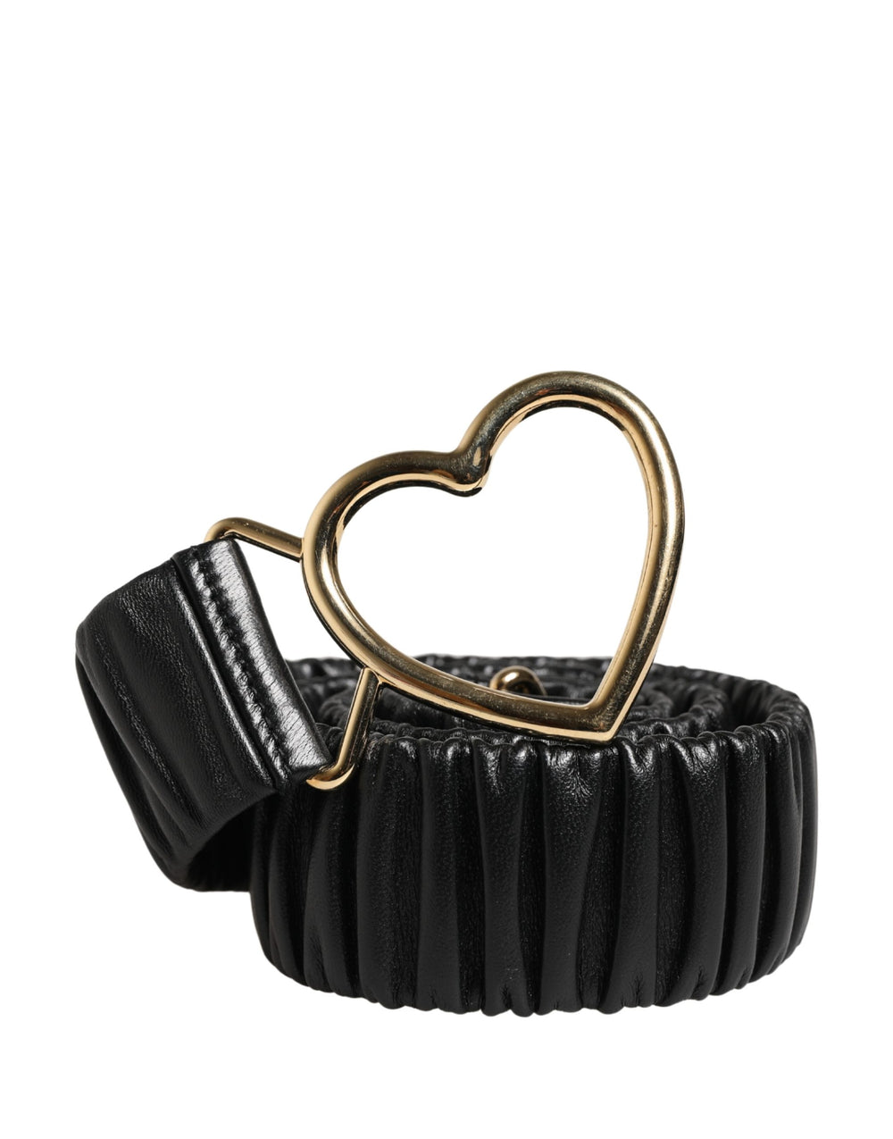 Dolce & Gabbana | Black Leather Gold Heart Metal Buckle Belt