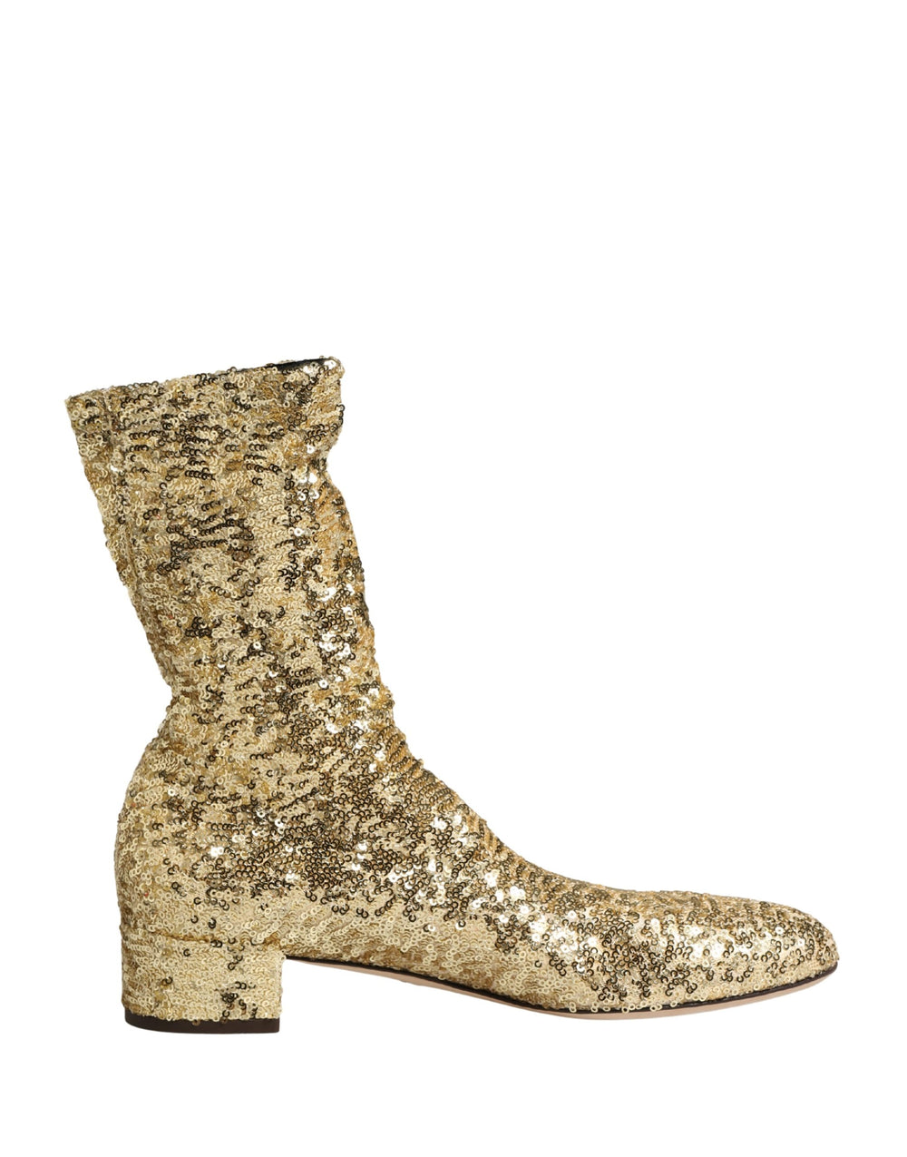Dolce & Gabbana | Gold Sequined Short Boots Stretch Shoes