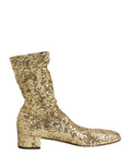 Dolce & Gabbana | Gold Sequined Short Boots Stretch Shoes