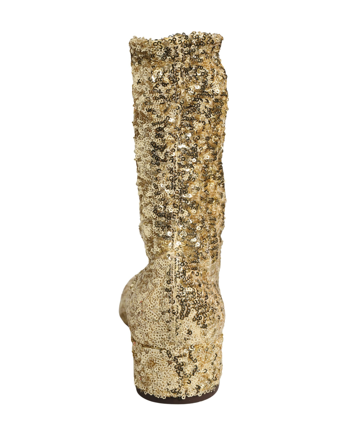 Dolce & Gabbana | Gold Sequined Short Boots Stretch Shoes