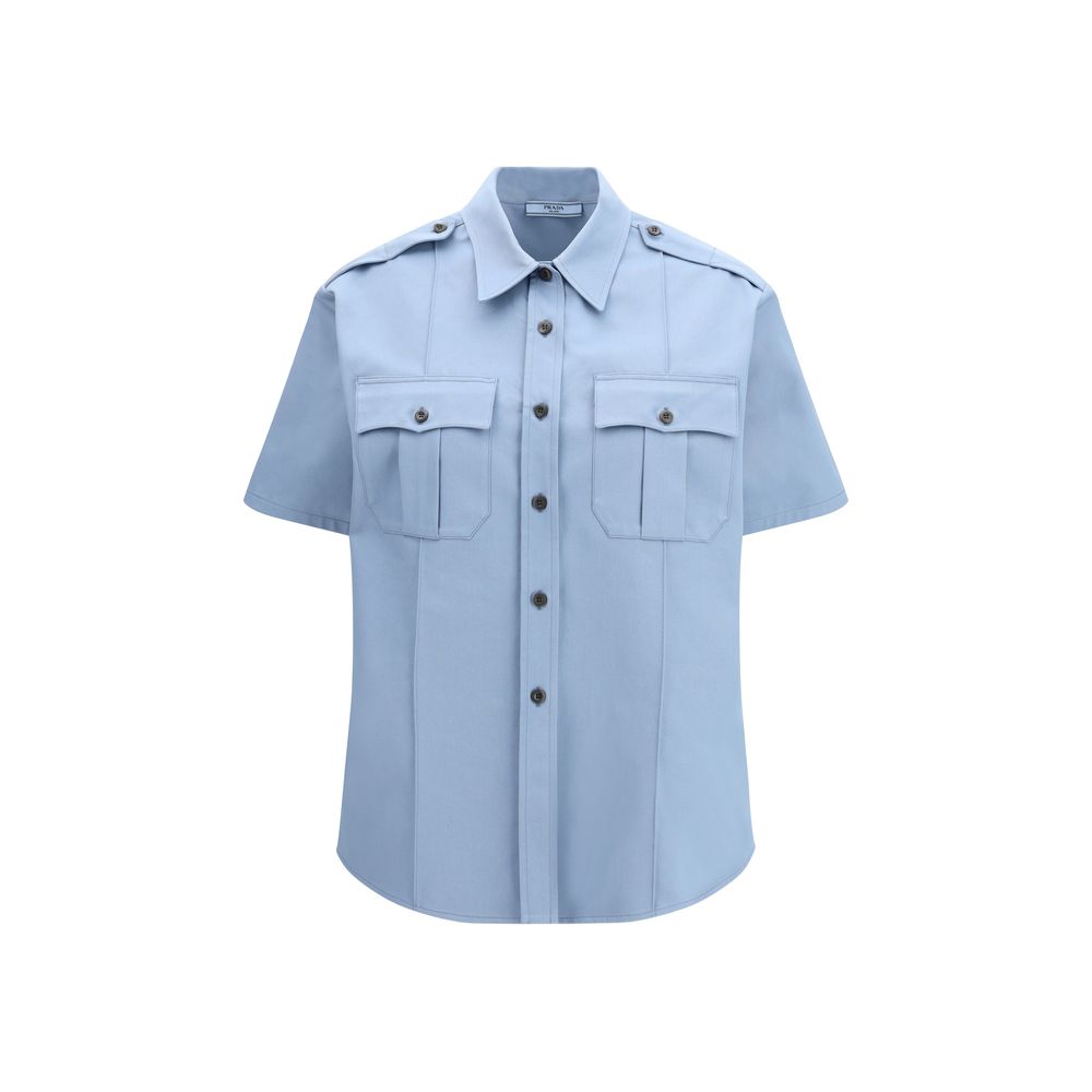Prada | Blue Cotton Shortsleeve Shirt