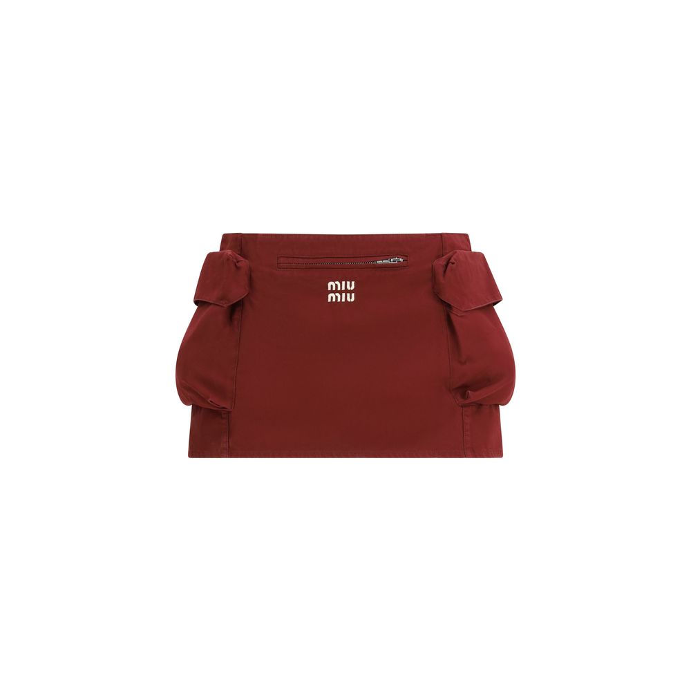 Miu Miu | Bordeaux Cotton Mini Skirt