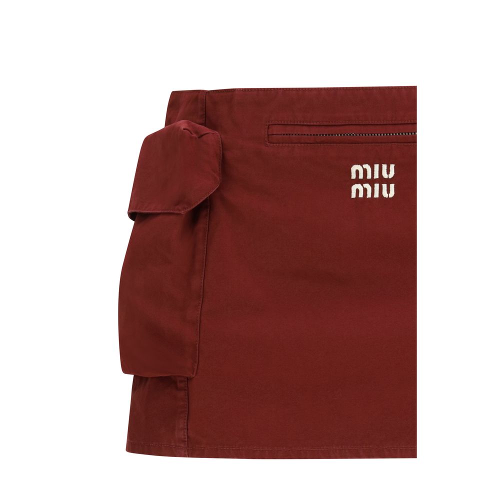 Miu Miu | Bordeaux Cotton Mini Skirt