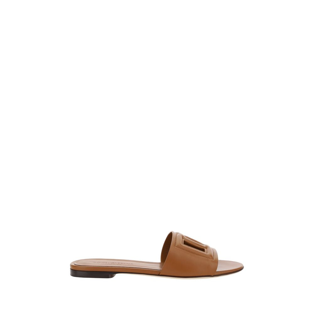 Dolce & Gabbana | Brown Calf Leather Bos Taurus Flat Sandals