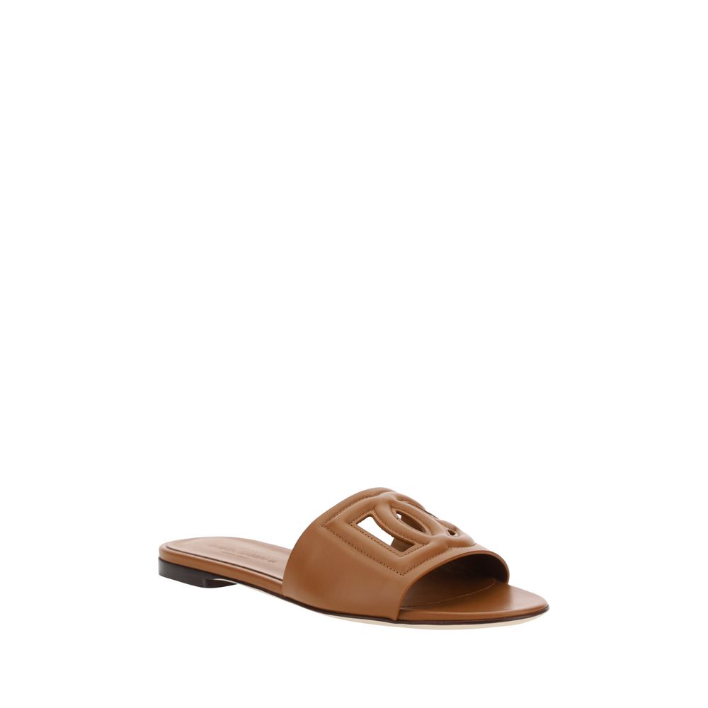 Dolce & Gabbana | Brown Calf Leather Bos Taurus Flat Sandals