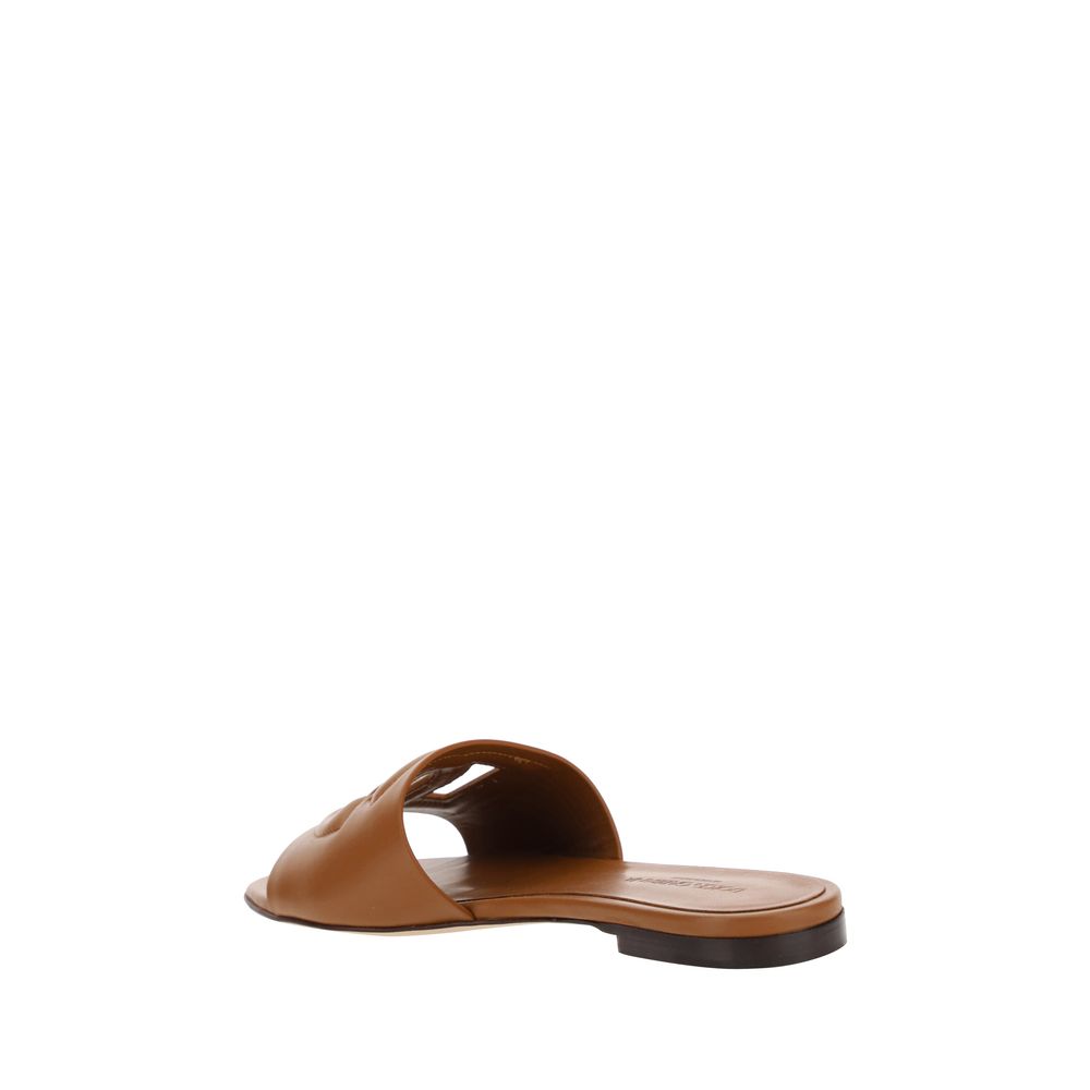 Dolce & Gabbana | Brown Calf Leather Bos Taurus Flat Sandals