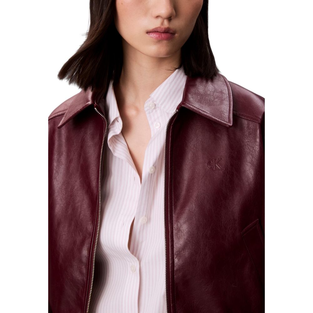 Calvin Klein Jeans | Bordeaux Polyethylene Leather Jacket