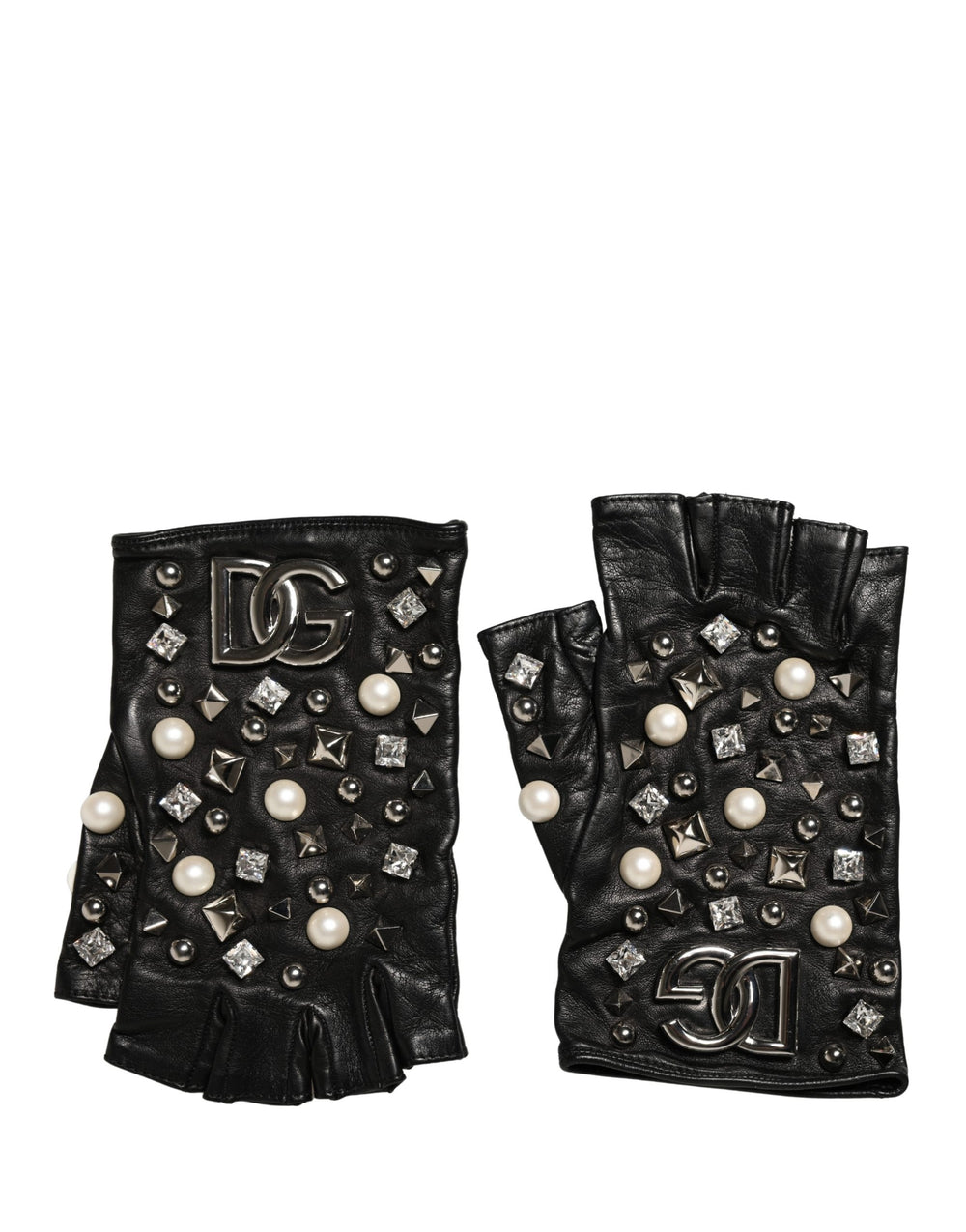 Dolce & Gabbana | Black Pearl Embellished Wrist Length Gloves