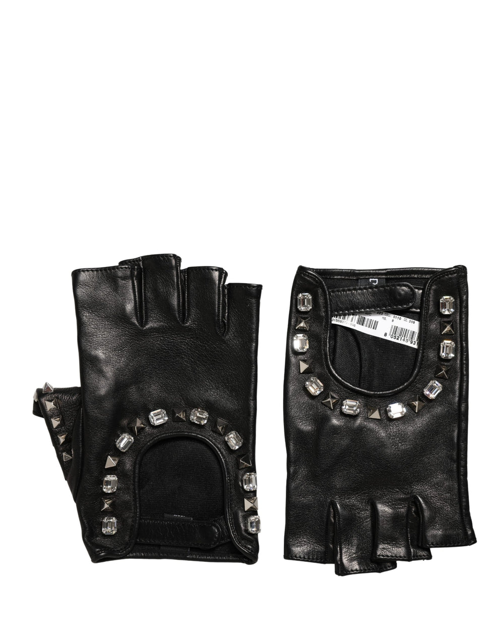 Dolce & Gabbana | Black Embellished Wrist Length Mitten Women Gloves