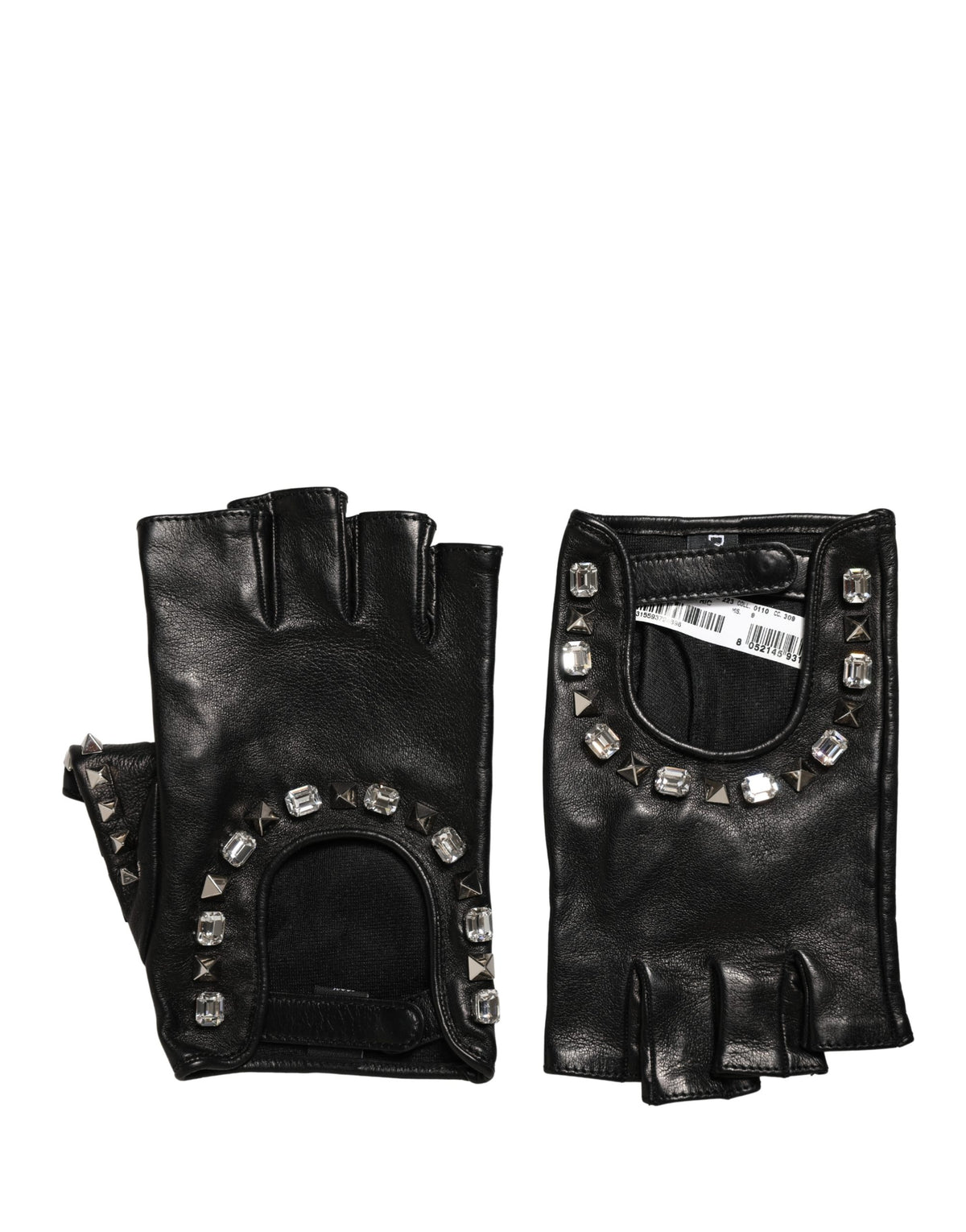 Dolce & Gabbana | Black Embellished Wrist Length Mitten Women Gloves