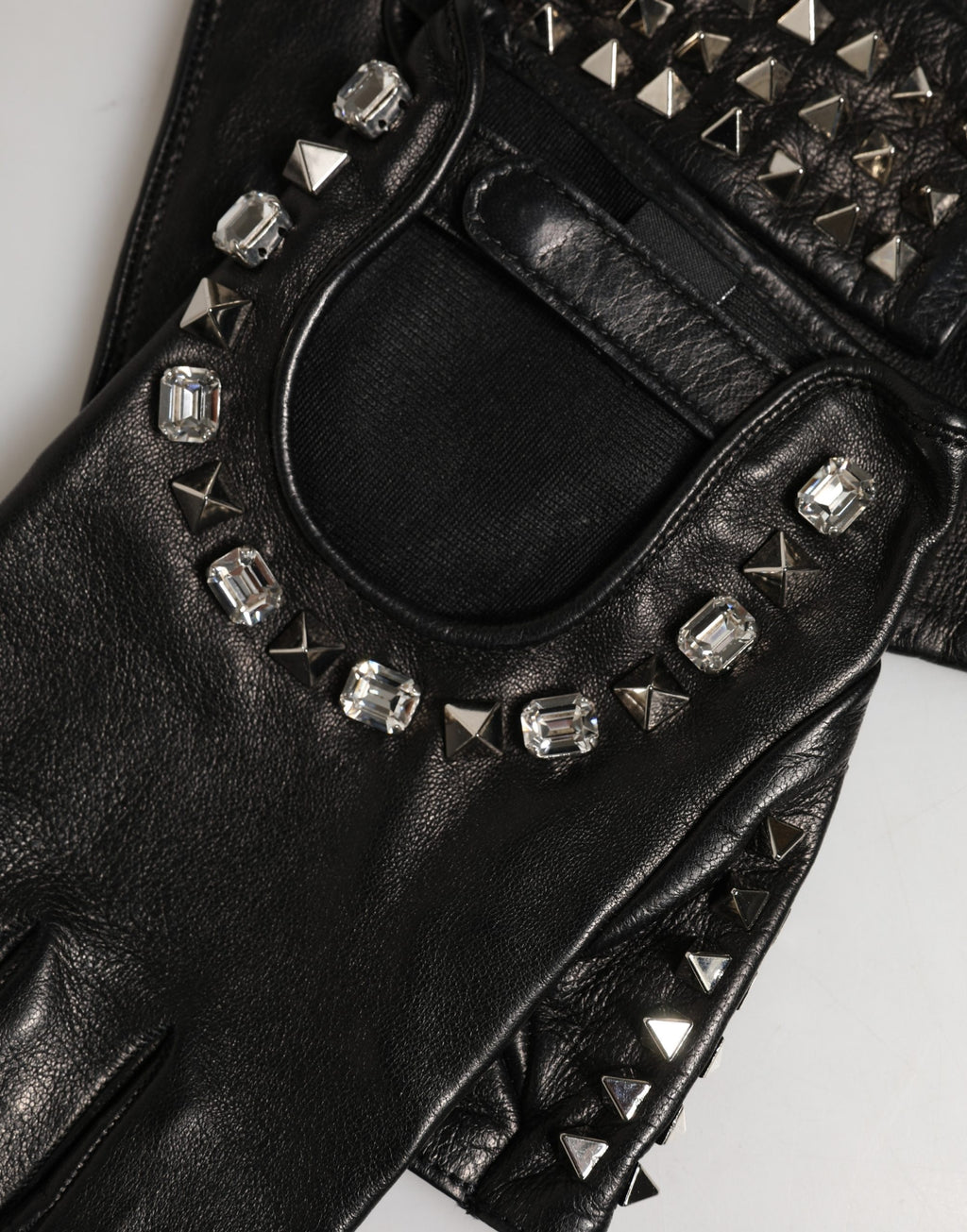 Dolce & Gabbana | Black Embellished Wrist Length Mitten Women Gloves