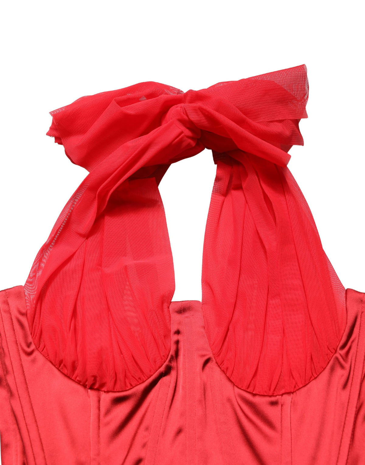 Dolce & Gabbana | Red Halter Corset Sleeveless Sheath  Dress