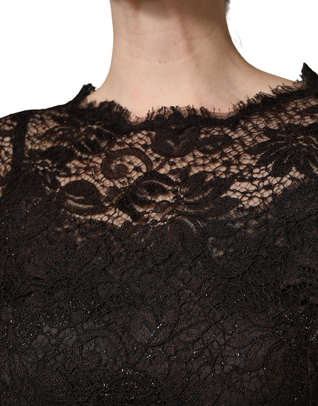Dolce & Gabbana | Black Floral Lace Sheath Long Maxi Dress