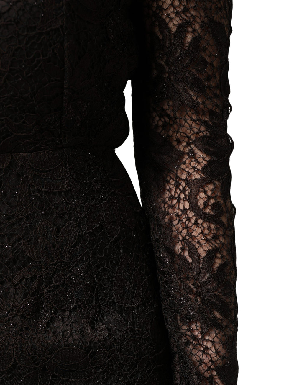 Dolce & Gabbana | Black Floral Lace Sheath Long Maxi Dress