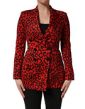 Dolce & Gabbana | Red Leopard Double Breasted Coat Jacket
