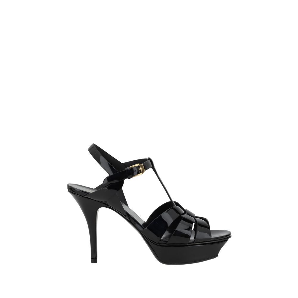Saint Laurent | Black Calf Leather Bos Taurus Stiletto Heel Sandals