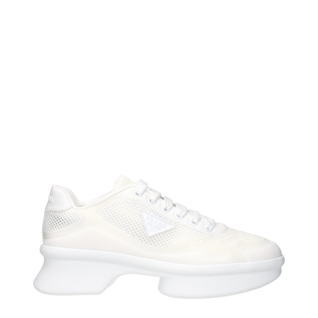 Prada | White Fabric Low Top Sneakers