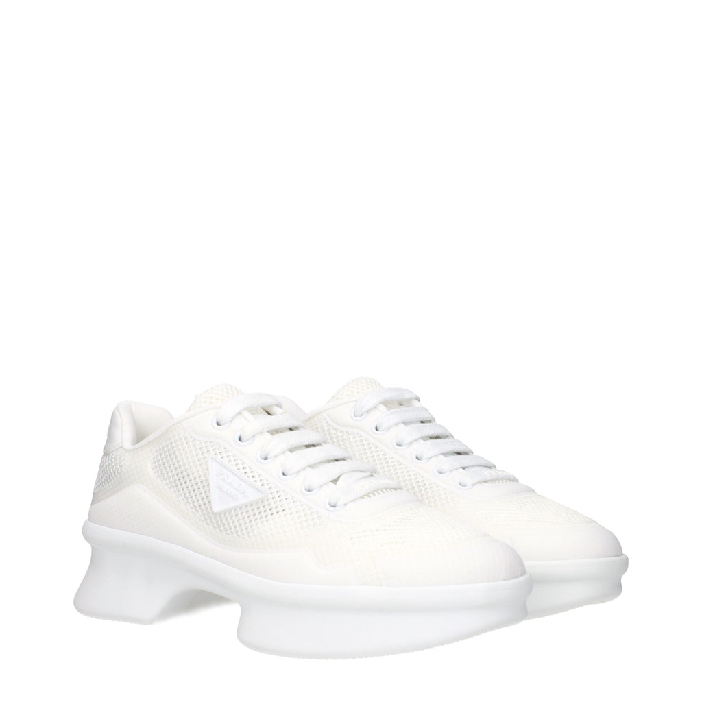 Prada | White Fabric Low Top Sneakers