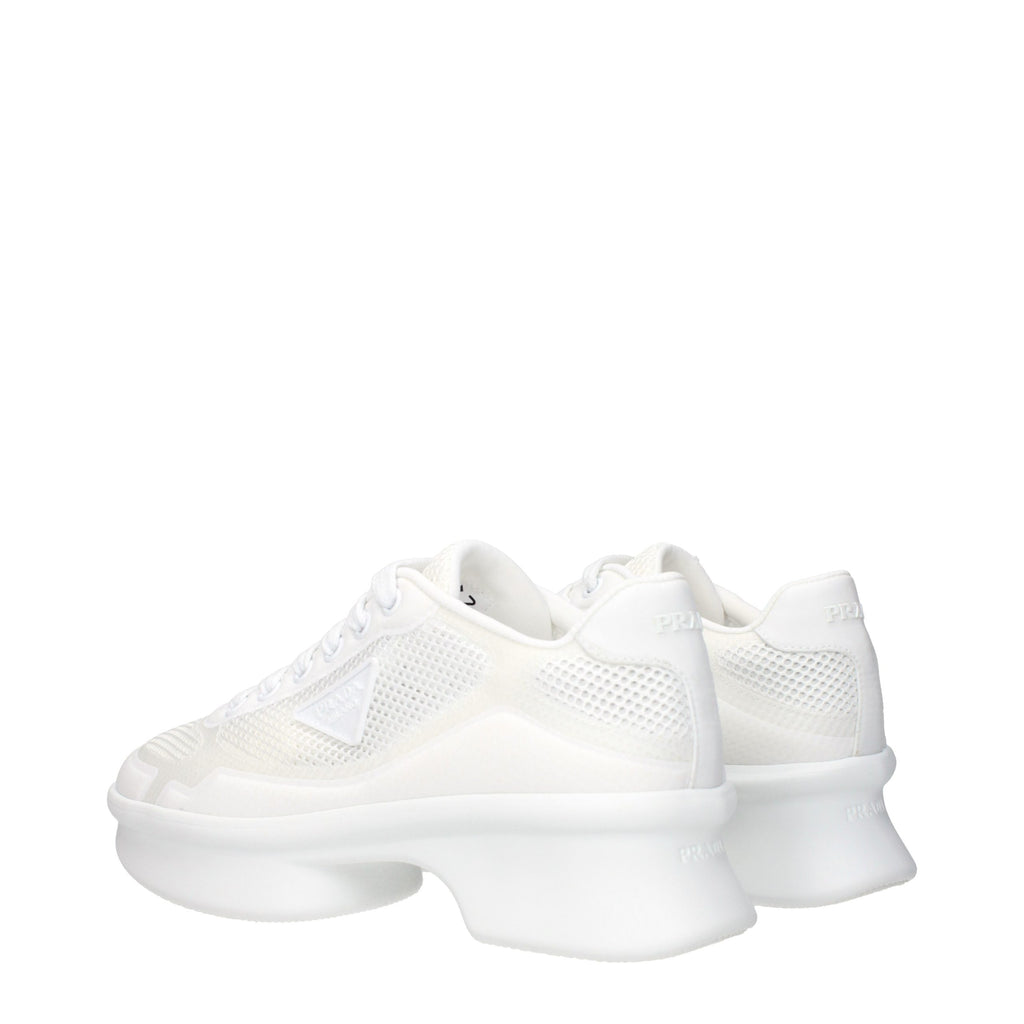 Prada | White Fabric Low Top Sneakers