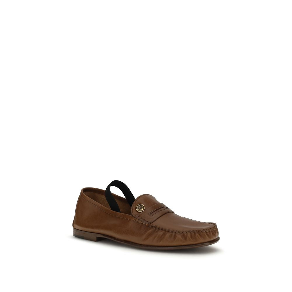 Versace | Brown Lamb Ovis Aries Slip-On Loafers