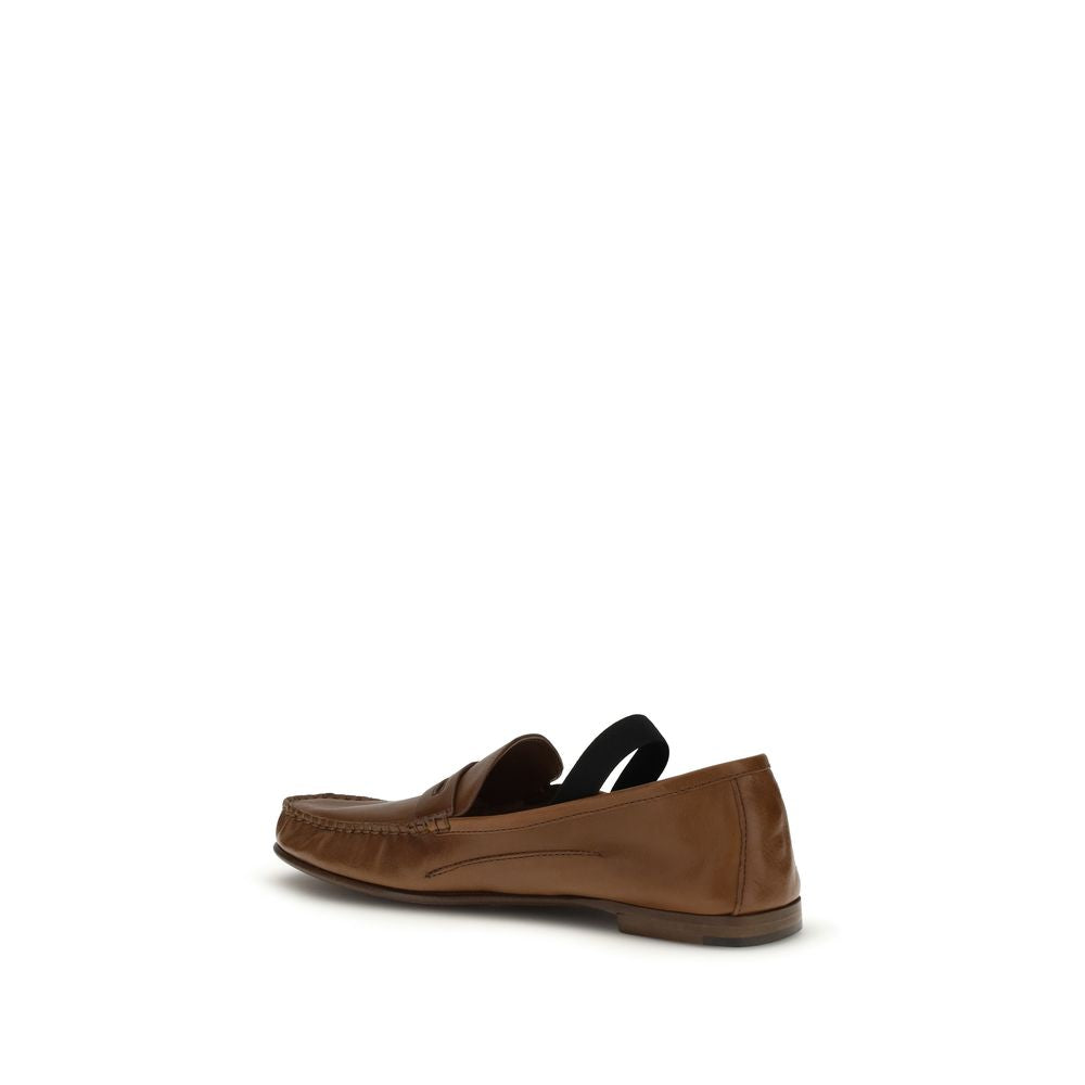 Versace | Brown Lamb Ovis Aries Slip-On Loafers