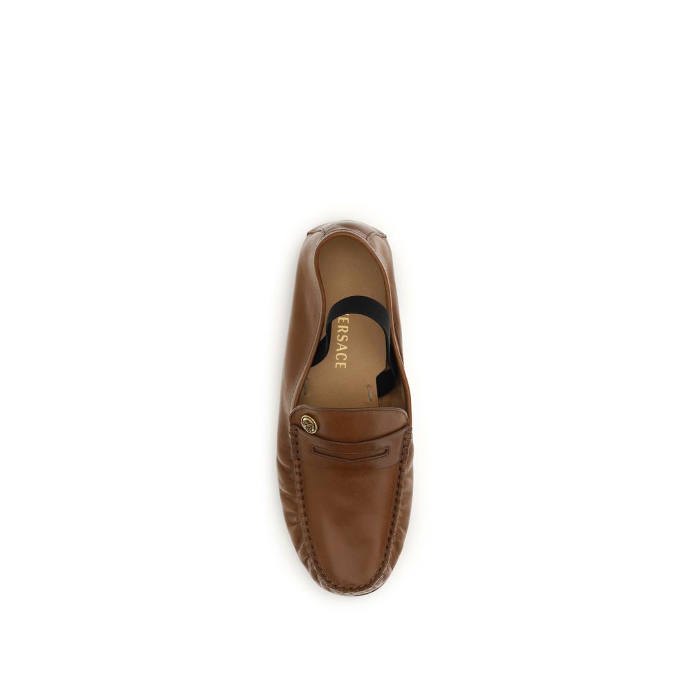 Versace | Brown Lamb Ovis Aries Slip-On Loafers