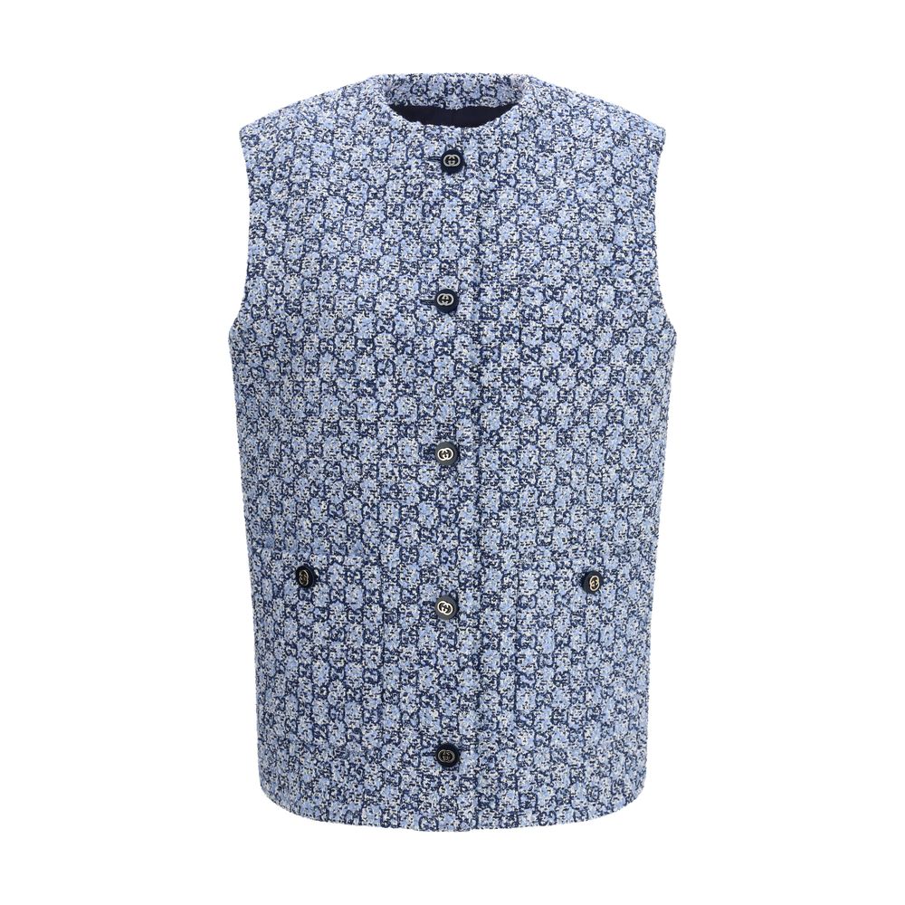 Gucci | Blue Cotton Sleeveless Jacket