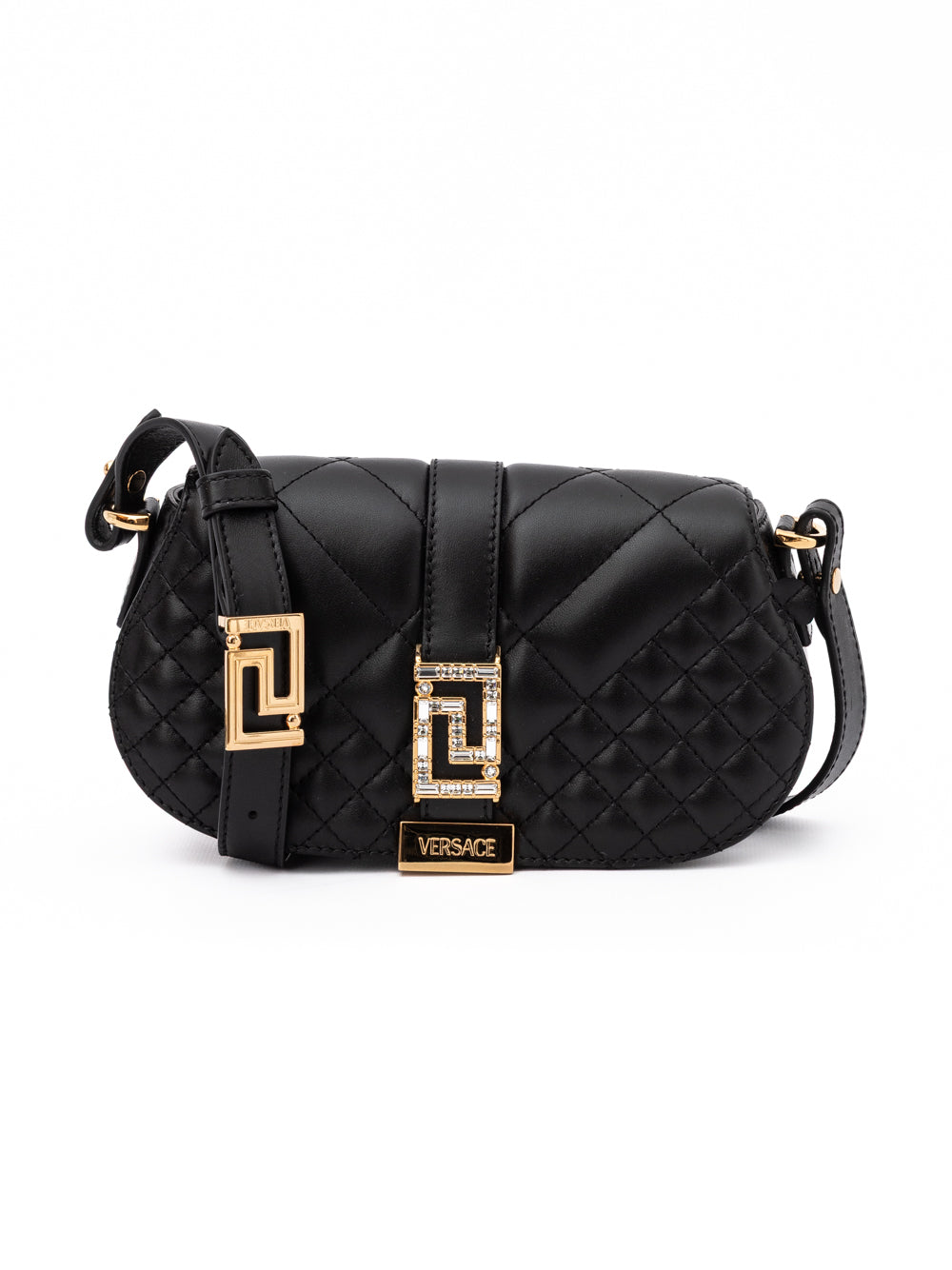 Versace | Black Leather Quilted Shoulder Strap Bag
