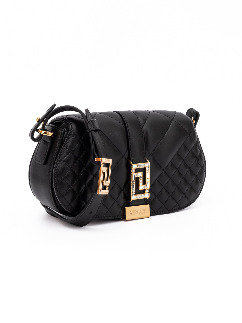 Versace | Black Leather Quilted Shoulder Strap Bag