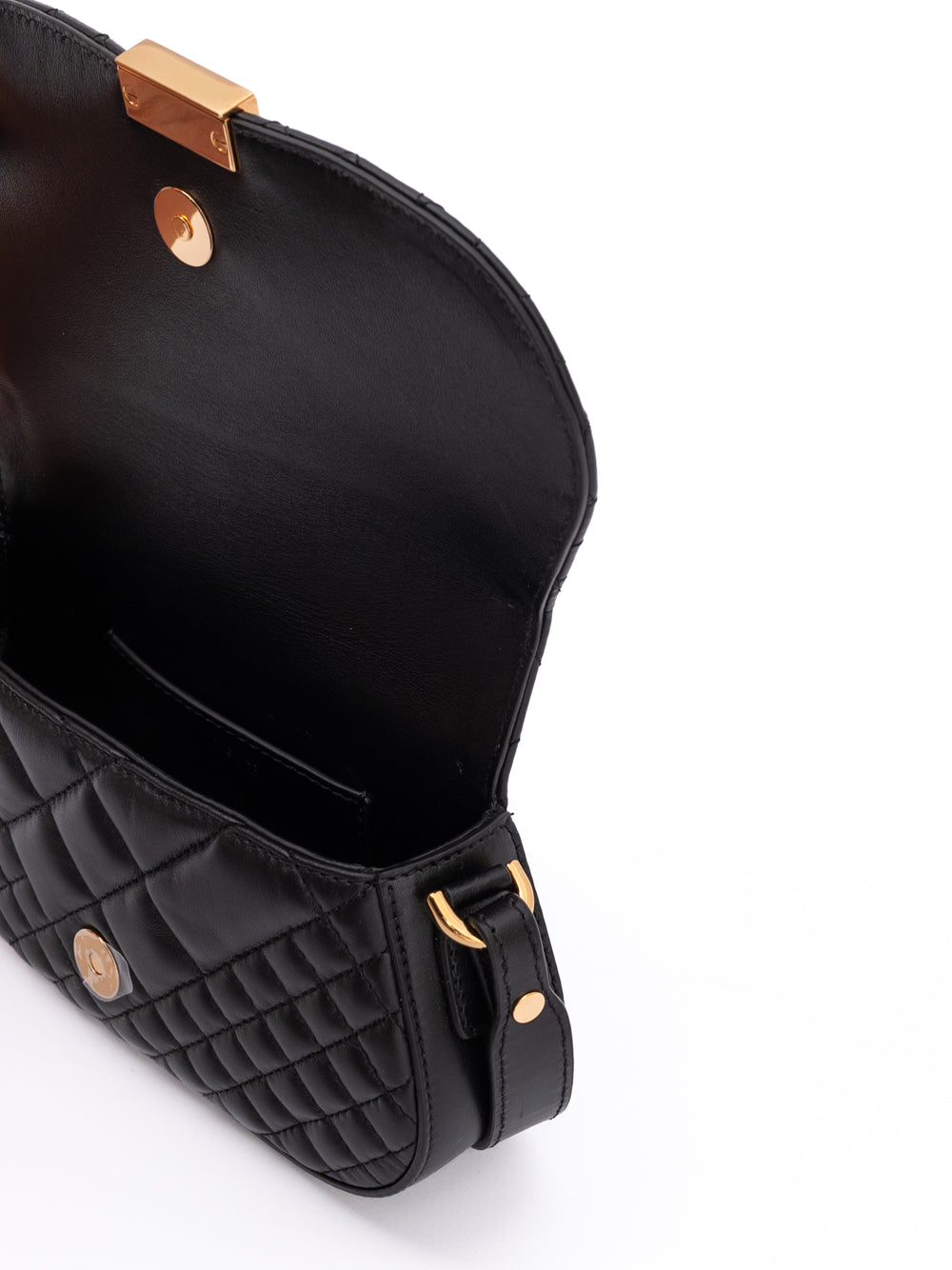 Versace | Black Leather Quilted Shoulder Strap Bag