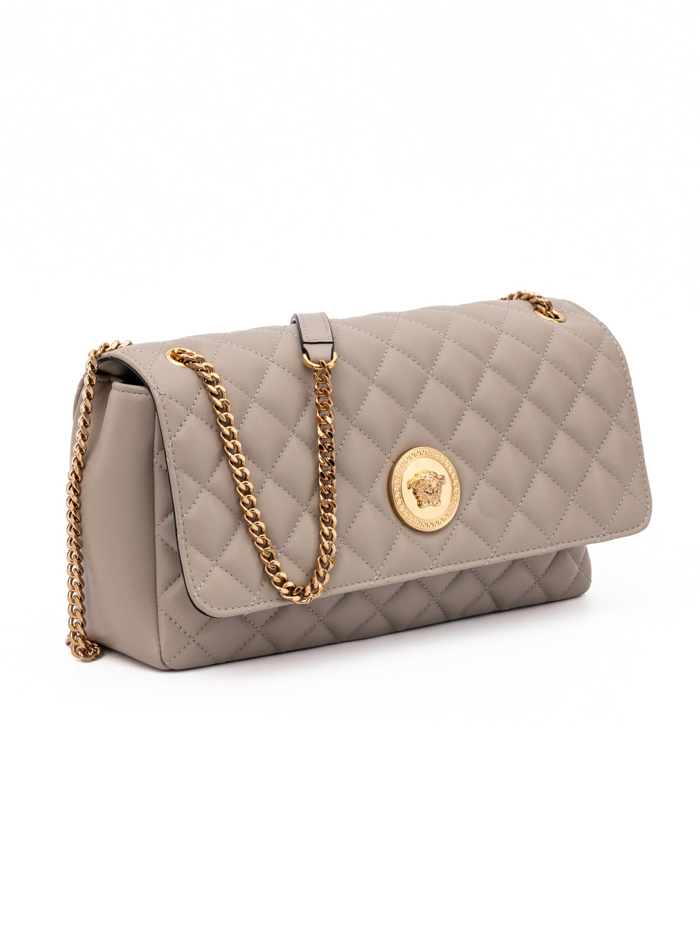 Versace | Taupe Quilted Leather Shoulder Strap Bag