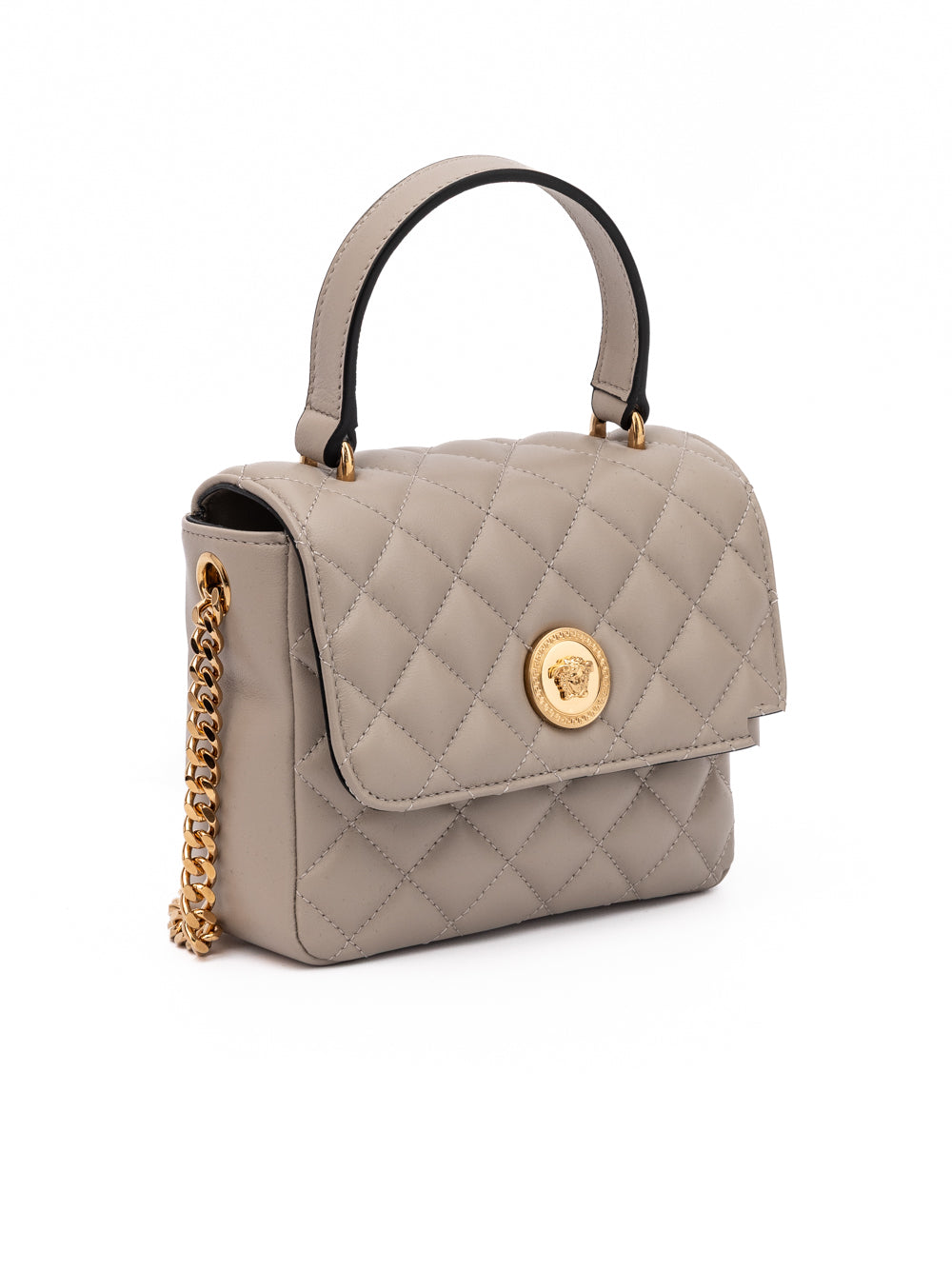 Versace | Taupe Quilted Leather Handbag