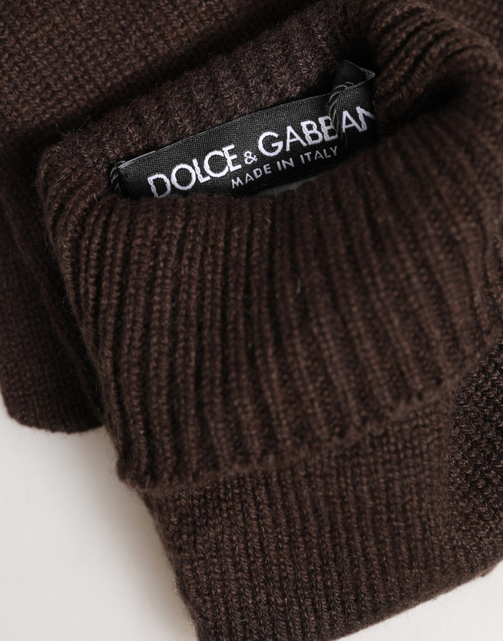Dolce & Gabbana | Brown Cashmere Knitted Elbow Length Mitten Gloves