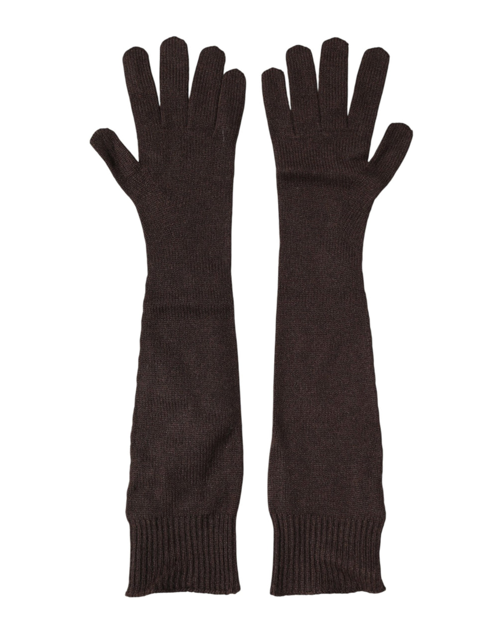 Dolce & Gabbana | Brown Cashmere Knitted Elbow Length Mitten Gloves
